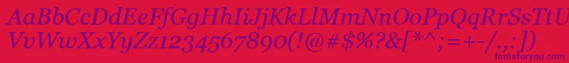 GeorgiaItalic-Schriftart – Violette Schriften auf rotem Hintergrund