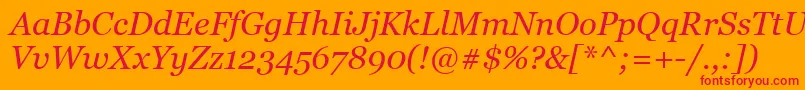 Fonte GeorgiaItalic – fontes vermelhas em um fundo laranja