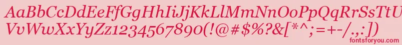 フォントGeorgiaItalic – ピンクの背景に赤い文字