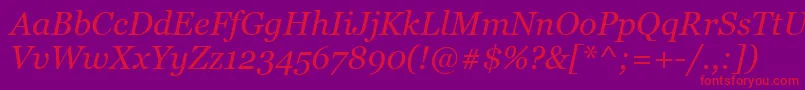 Fonte GeorgiaItalic – fontes vermelhas em um fundo violeta