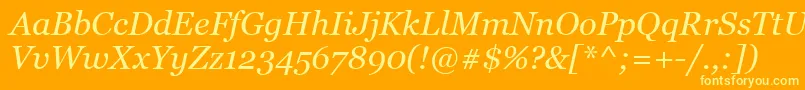 Fonte GeorgiaItalic – fontes amarelas em um fundo laranja