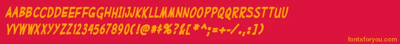 MufferawcdBolditalic Font – Orange Fonts on Red Background