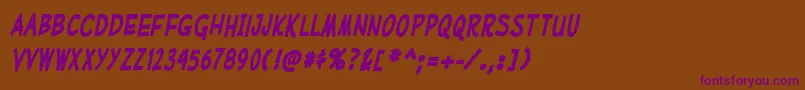 MufferawcdBolditalic Font – Purple Fonts on Brown Background