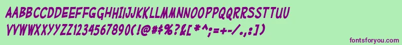 MufferawcdBolditalic Font – Purple Fonts on Green Background