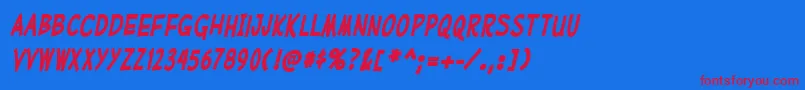 MufferawcdBolditalic Font – Red Fonts on Blue Background