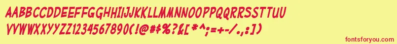 MufferawcdBolditalic Font – Red Fonts on Yellow Background