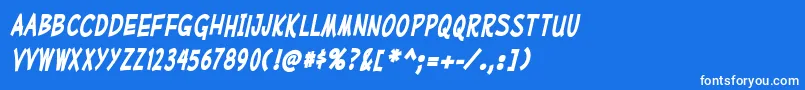 MufferawcdBolditalic Font – White Fonts on Blue Background