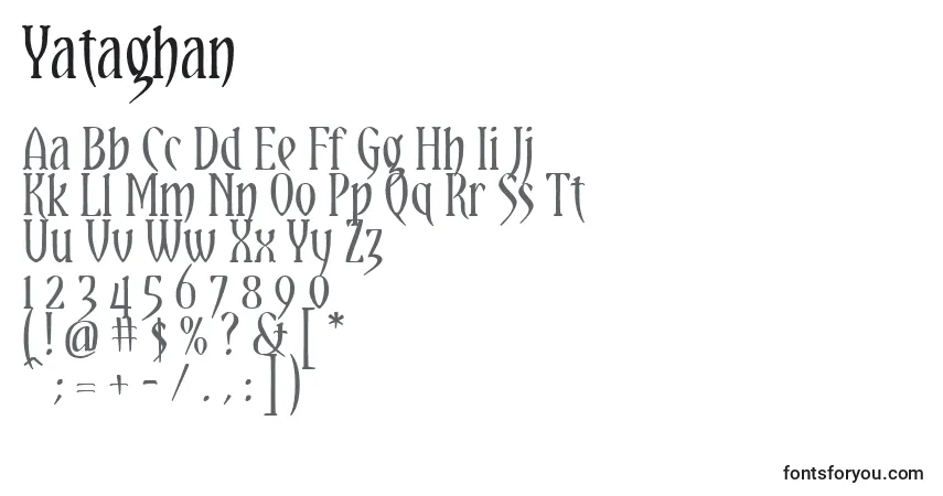 A fonte Yataghan – alfabeto, números, caracteres especiais