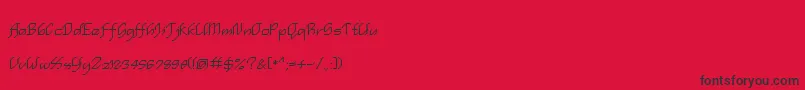 Fonte EnSimpleScript – fontes pretas em um fundo vermelho