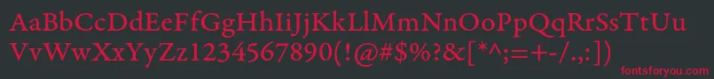 フォントGaramondpremrproCapt – 黒い背景に赤い文字