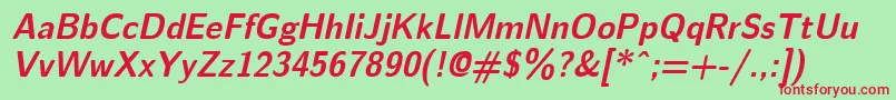 EmilBoldOblique Font – Red Fonts on Green Background