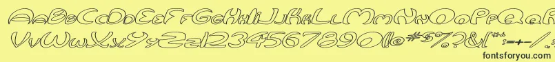 QurveHollowWideItalic Font – Black Fonts on Yellow Background