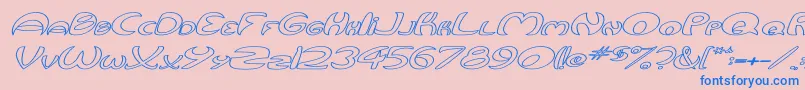 QurveHollowWideItalic-Schriftart – Blaue Schriften auf rosa Hintergrund