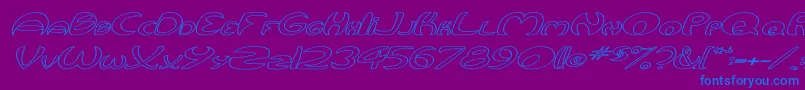 QurveHollowWideItalic Font – Blue Fonts on Purple Background