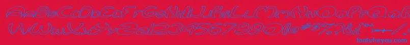 QurveHollowWideItalic Font – Blue Fonts on Red Background