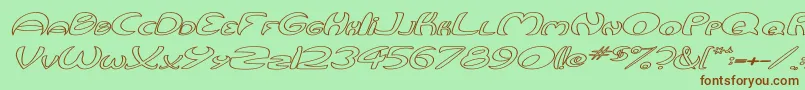 QurveHollowWideItalic Font – Brown Fonts on Green Background