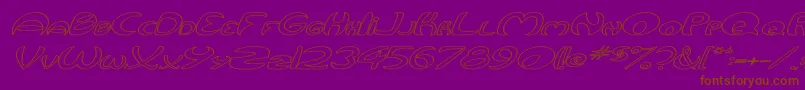 Fonte QurveHollowWideItalic – fontes marrons em um fundo roxo