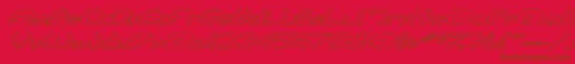 フォントQurveHollowWideItalic – 赤い背景に茶色の文字