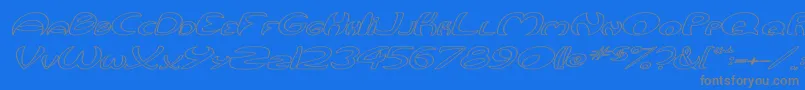 QurveHollowWideItalic-Schriftart – Graue Schriften auf blauem Hintergrund