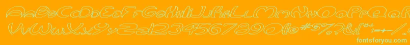 QurveHollowWideItalic Font – Green Fonts on Orange Background