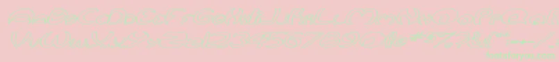 QurveHollowWideItalic Font – Green Fonts on Pink Background