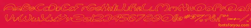 Шрифт QurveHollowWideItalic – оранжевые шрифты на красном фоне