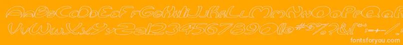 QurveHollowWideItalic-Schriftart – Rosa Schriften auf orangefarbenem Hintergrund
