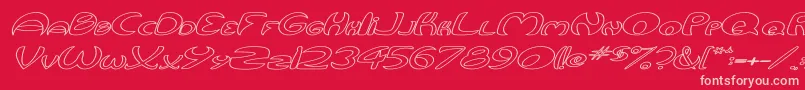 Fonte QurveHollowWideItalic – fontes rosa em um fundo vermelho