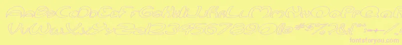 QurveHollowWideItalic Font – Pink Fonts on Yellow Background