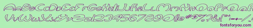 QurveHollowWideItalic Font – Purple Fonts on Green Background