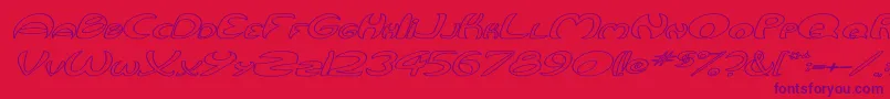 QurveHollowWideItalic Font – Purple Fonts on Red Background
