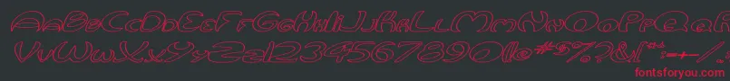 フォントQurveHollowWideItalic – 黒い背景に赤い文字
