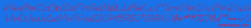 フォントQurveHollowWideItalic – 赤い文字の青い背景