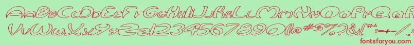 QurveHollowWideItalic Font – Red Fonts on Green Background