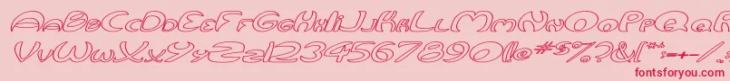 QurveHollowWideItalic-Schriftart – Rote Schriften auf rosa Hintergrund
