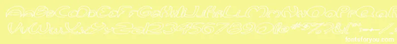 Czcionka QurveHollowWideItalic – białe czcionki na żółtym tle