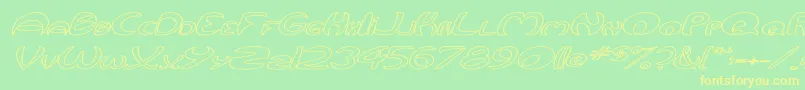 Police QurveHollowWideItalic – polices jaunes sur fond vert