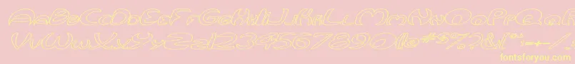 フォントQurveHollowWideItalic – 黄色のフォント、ピンクの背景