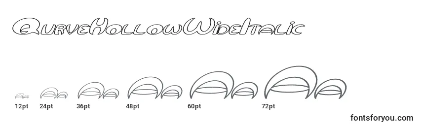 Размеры шрифта QurveHollowWideItalic