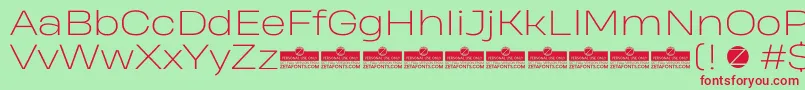 Czcionka HeadingProWideExtralightTrial – czerwone czcionki na zielonym tle