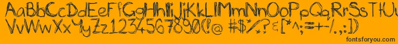 Miasscribblings-Schriftart – Schwarze Schriften auf orangefarbenem Hintergrund