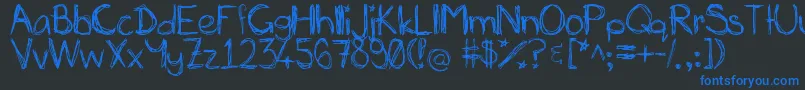 Miasscribblings-Schriftart – Blaue Schriften auf schwarzem Hintergrund