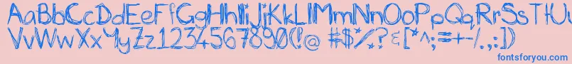 フォントMiasscribblings – ピンクの背景に青い文字