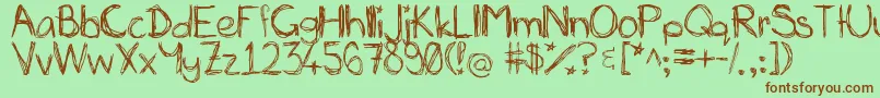 Miasscribblings-fontti – ruskeat fontit vihreällä taustalla