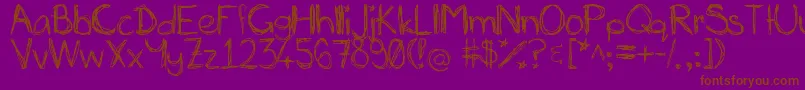 Miasscribblings-Schriftart – Braune Schriften auf violettem Hintergrund