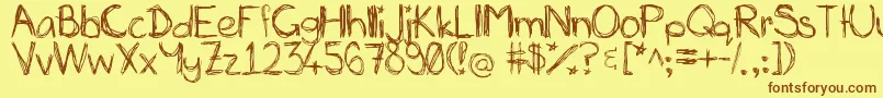 Miasscribblings-fontti – ruskeat fontit keltaisella taustalla