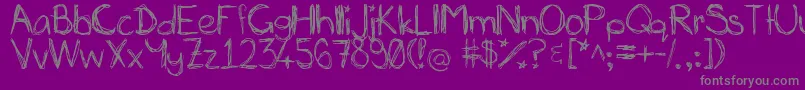フォントMiasscribblings – 紫の背景に灰色の文字