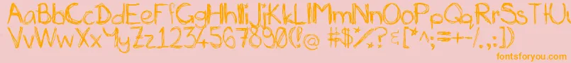 Miasscribblings-Schriftart – Orangefarbene Schriften auf rosa Hintergrund