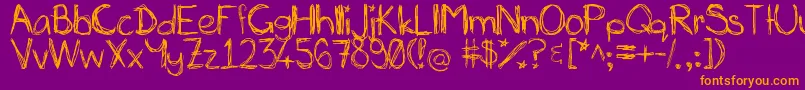 Шрифт Miasscribblings – оранжевые шрифты на фиолетовом фоне