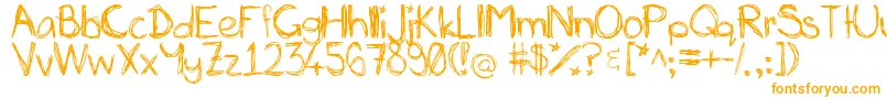 Miasscribblings-Schriftart – Orangefarbene Schriften auf weißem Hintergrund